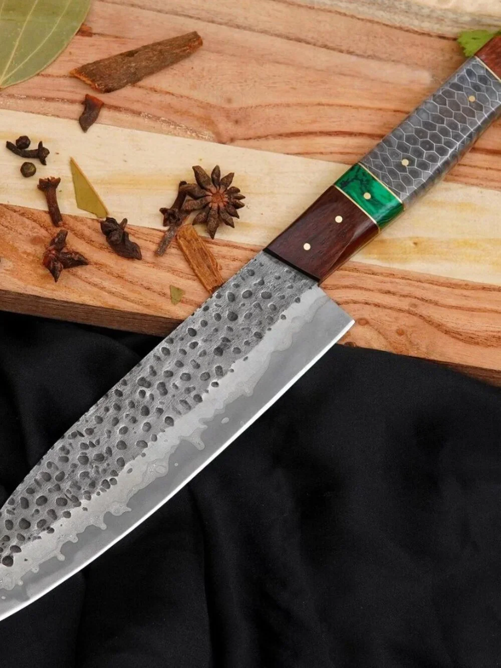 Handmade Damascus Style Chef Knife Wood Handle Kitchen Knife